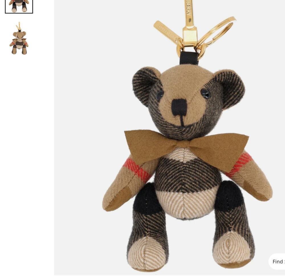 Burberry beige cashmere thomas bear charm